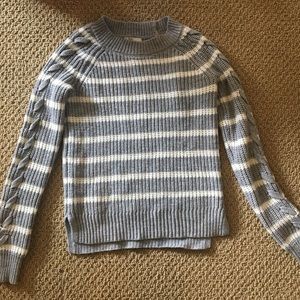 Grey and White striped sweater